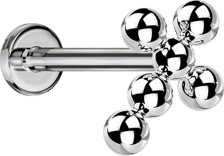 Immagine prodotto Star Piercing Micro Labret a filo interno con sfere a croce in argento (senza ottone, Titanio G23)