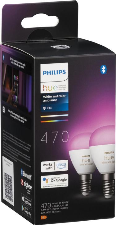 Actual product image Philips Hue White & Color Ambiance E14 Chandelier Twin Pack (E14, 5.10 W, 470 lm, 2 x, F)