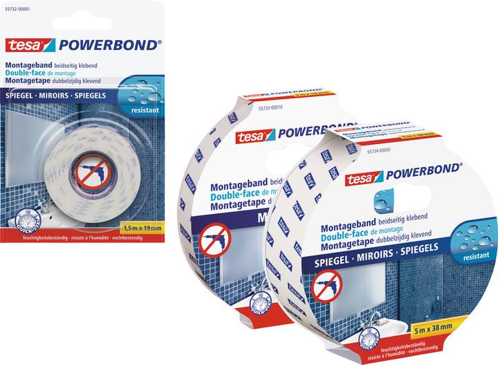 Produktbild tesa Powerbond MIRROR doppelseitiges Montageband für Spiegel (19 mm)