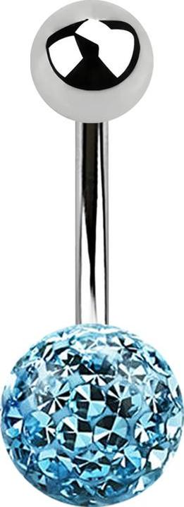 Immagine prodotto Star Piercing Banana argento con sfera e sfera di cristallo aqua strato protettivo epossidico (Acciaio chirurgico 316L, senza ottone)