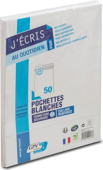 Image du produit GPV Enveloppes d'expédition, C4, 229 x 324 mm, blanc, sans fenêtre (50 x)