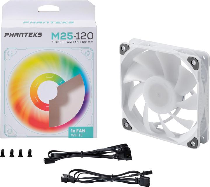 Actual product image Phanteks M25 PWM D-RGB fan - 120mm, white (120 mm, 1 x)