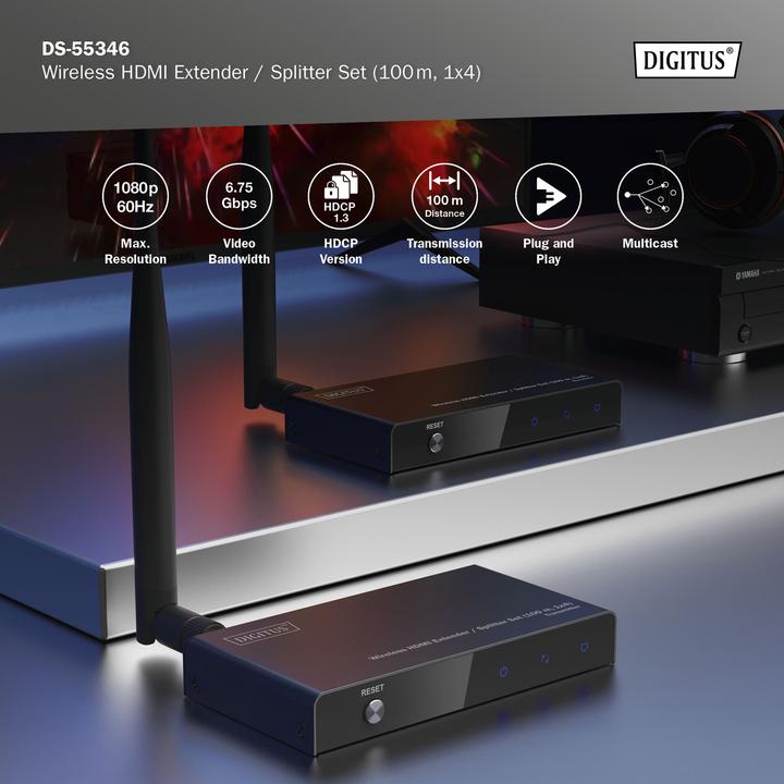 Actual product image Digitus Wireless HDMI Extender / Splitter Set (100 m, HDMI 1.4a)