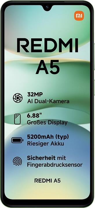 Actual product image Xiaomi Redmi A5 4G Dual Sim 4GB RAM 128GB - Lake Green (128 GB, Lake Green, 6.88", Dual SIM, 32 Mpx, 4G)