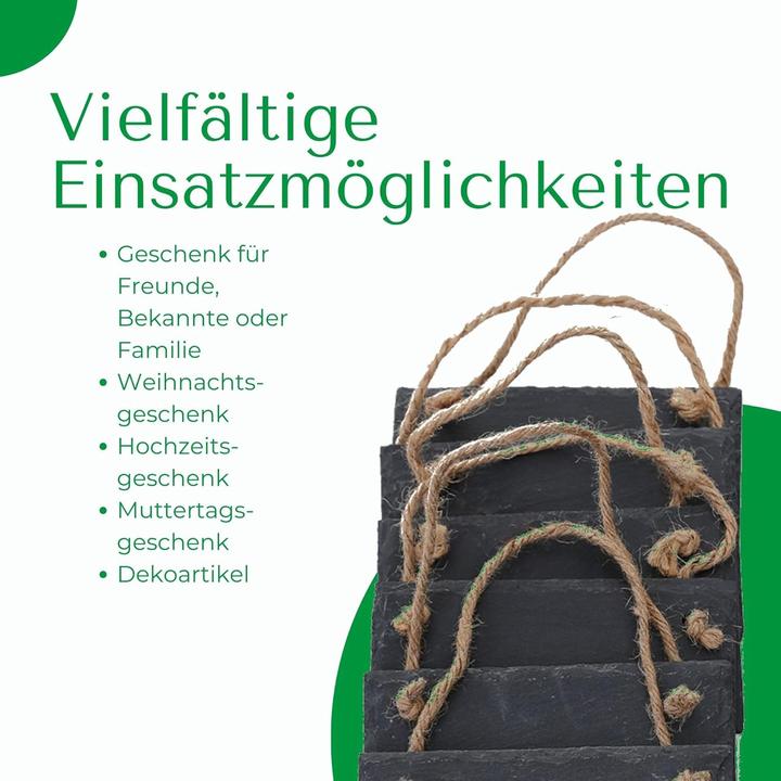 Actual product image Novaliv Schiefertafel zum Aufhängen mit Juteband Memotafel Kreidetafel Wandeko (6, 8 cm Tafel) (Blackboard, 12 x 8 cm)