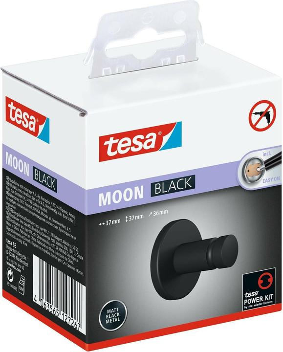 Produktbild tesa MOON BLACK Handtuchhaken inkl. Klebelösung ohne Bohren