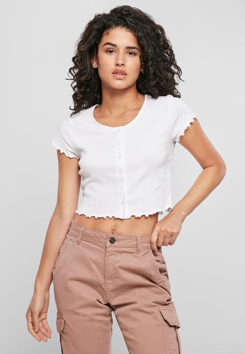 Image du produit Urban Classics Ladies Cropped Button Up Rib Tee (M)