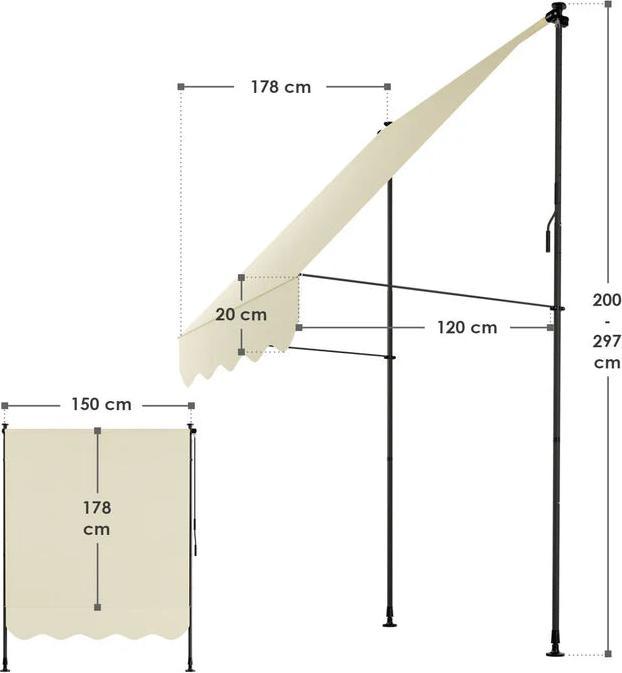 Produktbild Juskys Klemmmarkise Kapstadt (1.50 m)