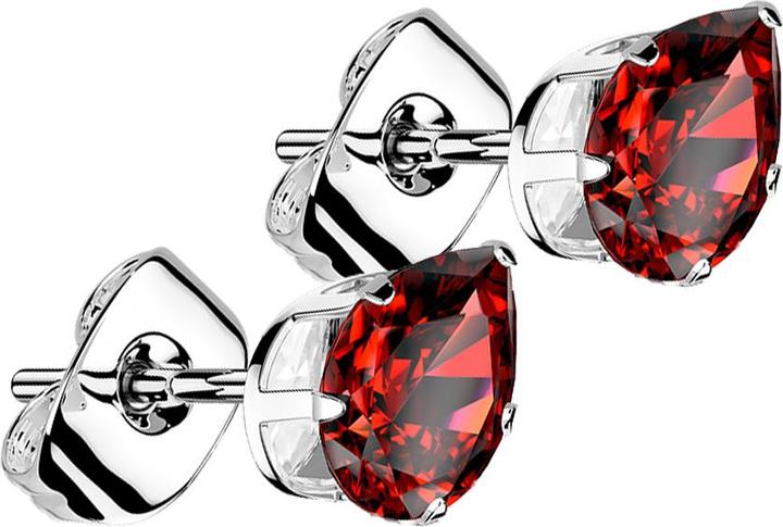 Produktbild Star Piercing Ohrstecker silber mit Tropfen Kristall rot (ohne Messing, Chirurgenstahl 316L)
