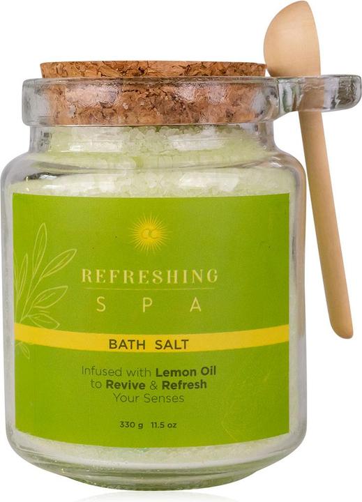 Actual product image Accentra Bath salt REFRESHING SPA in glass incl. wooden spoon, 330g, enriched with lemon oil, fragrance: (Bath salts)