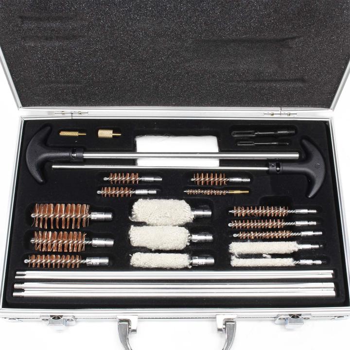 Actual product image Wiltec 100pcs Weapon Cleaning Kit with Brushes, Cleaning Cloths and Transport Case for Rifles and Pistols