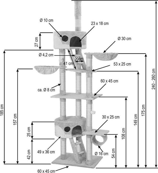 Produktbild tectake Hansi (260 cm, Grau, Weiss)