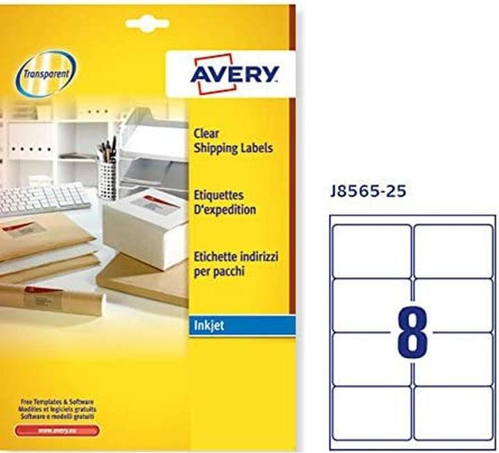 Actual product image Avery Clear Address Label - Inkjet - J8565 Transparent