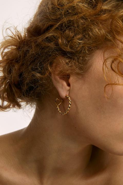 Produktbild Hey Harper Braided Heart Hoops (Edelstahl, Gold)