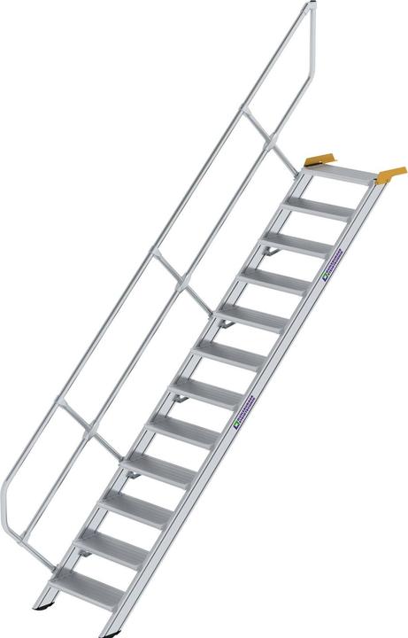 Image du produit Munk Escalier 45° largeur des marches 600 mm 12 marches aluminium strié (Escabeau, 264 cm)