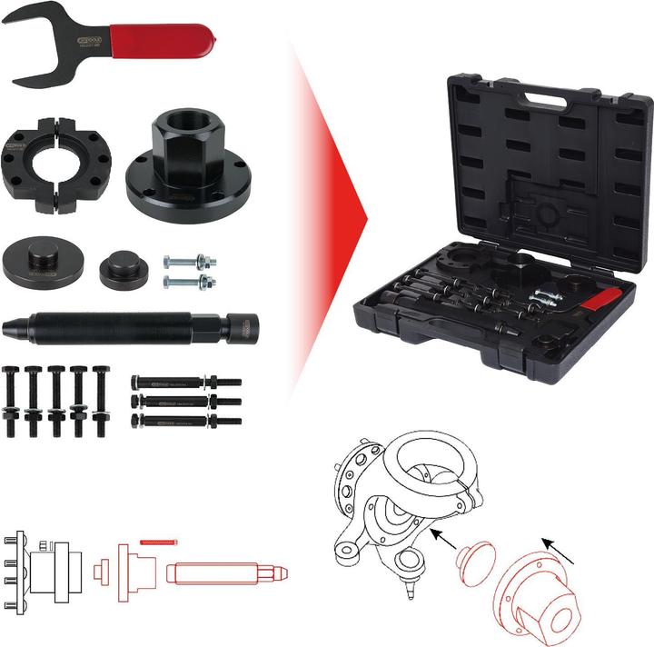 Produktbild KS Tools Radlager-Werkzeug-Satz für Ford Transit, 17-tlg