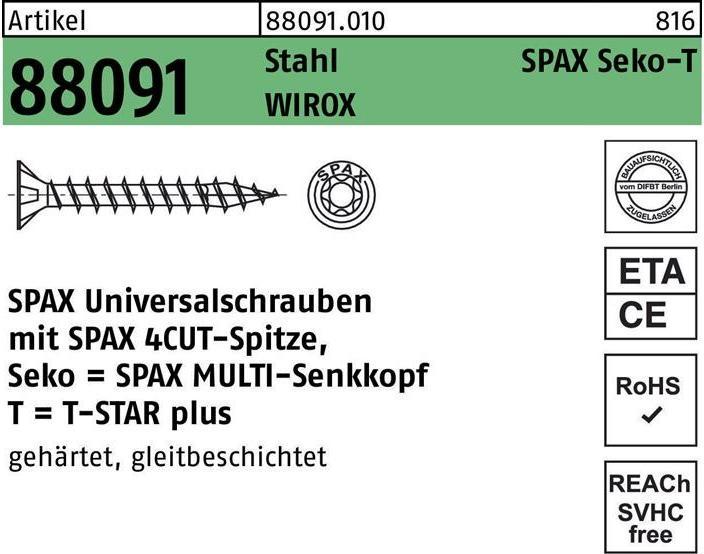 Produktbild Spax Spanplattenschrauben SK T20 4,0x20 mm (1000 Schrauben pro Stück)