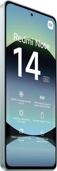 Actual product image Xiaomi Redmi Note 14 5G 6+128GB Coral Green, LDU (128 GB, Coral Green, 6.67", Dual SIM, 108 Mpx, 5G)