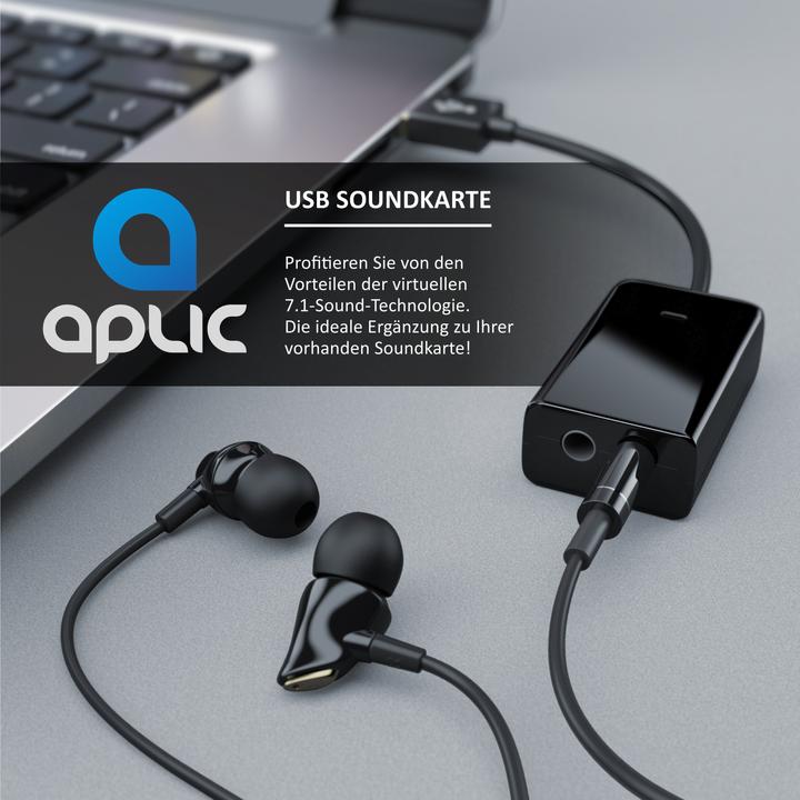 Actual product image Aplic Sound card Virtual 7.1 Surround, USB mini external, Dynamic 3D Surround, 3.5mm input, 3.5mm output (USB 2.0)