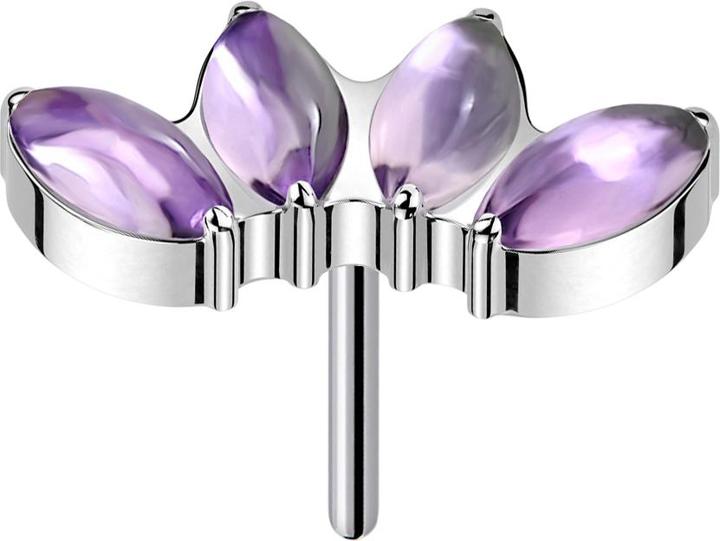 Star Piercing Threadless silber vier Ovale Amethyst Steine (Titan G23, ohne Messing, Mineralisch)