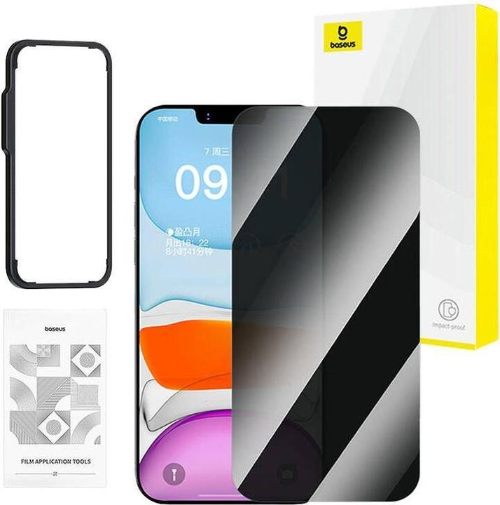 Baseus privacy tempered glass Superior for iP 11 Pro/X/XS +cleaning kit and Easy Stick (1 Stück, Apple iPhone X, Apple iPhone XS, Apple iPhone 11 Pro)