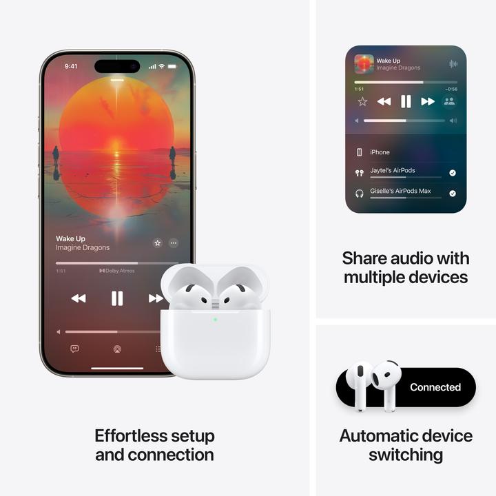 Image du produit Apple AirPods 4 (ANC, 4 h, Sans fil)