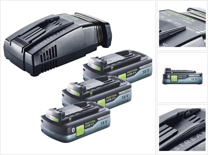 Image du produit Festool Set Énergie : 3x Batteries BP 18 Li 4,0 Ah HPC-ASI 4,0Ah 18V + Chargeur SCA 16 10,8V-18V