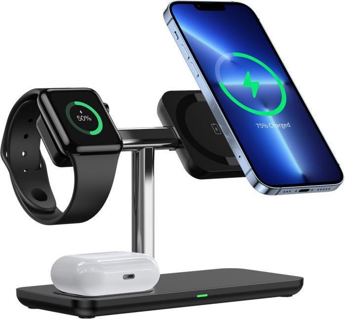 Actual product image Duzzona W6 3-in-1 Wireless Charger Stand - Black (15 W)