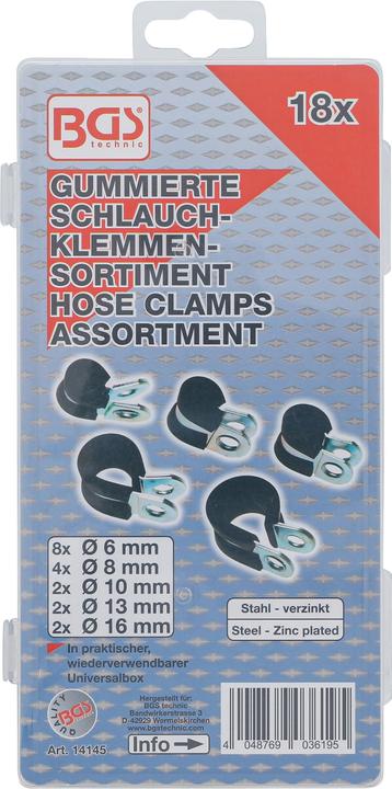 Produktbild BGS Gummierte Schlauchklemmen-Sortiment Ø 6 - 16 mm 18-tlg.
