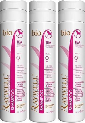 Immagine prodotto Raywell Donna Prevenzione della caduta dei capelli Bio Tea Shampoo 250ml - Confezione da 3 (750 ml, Shampoo liquido)
