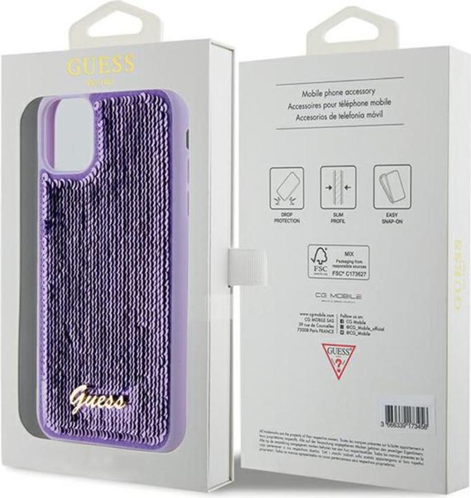 Immagine prodotto Guess GUHCN61PSFDGSU Custodia rigida per iPhone 11 / Xr 6.1" viola/viola Sequin Script Metallo (Apple iPhone 11)