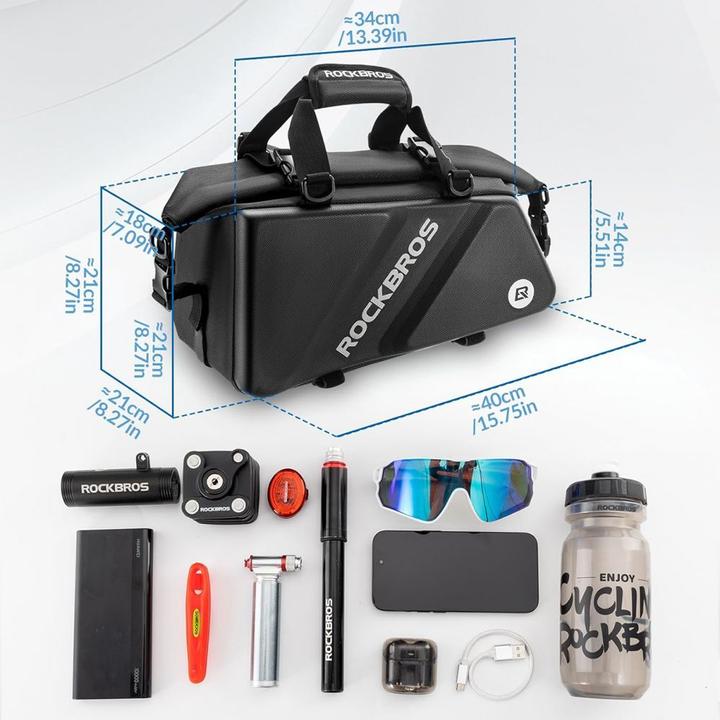 Actual product image Rockbros 30140090001 bicycle bag for trunk 11.6l - black (11.60 l, Luggage carrier bag)