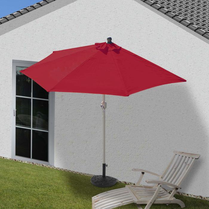 Image du produit Mendler Parasol semi-circulaire, demi-parasol balcon, UV 50+ polyester/alu 3kg, 300cm bordeaux avec support (2.85 m)