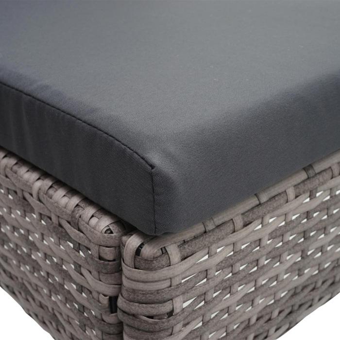 Image du produit Swisshandel24 Poly-Rattan Garniture, Set de balcon/lounge, 4xchaise+table, 120x75cm - gris, coussin gris foncé (120 cm)