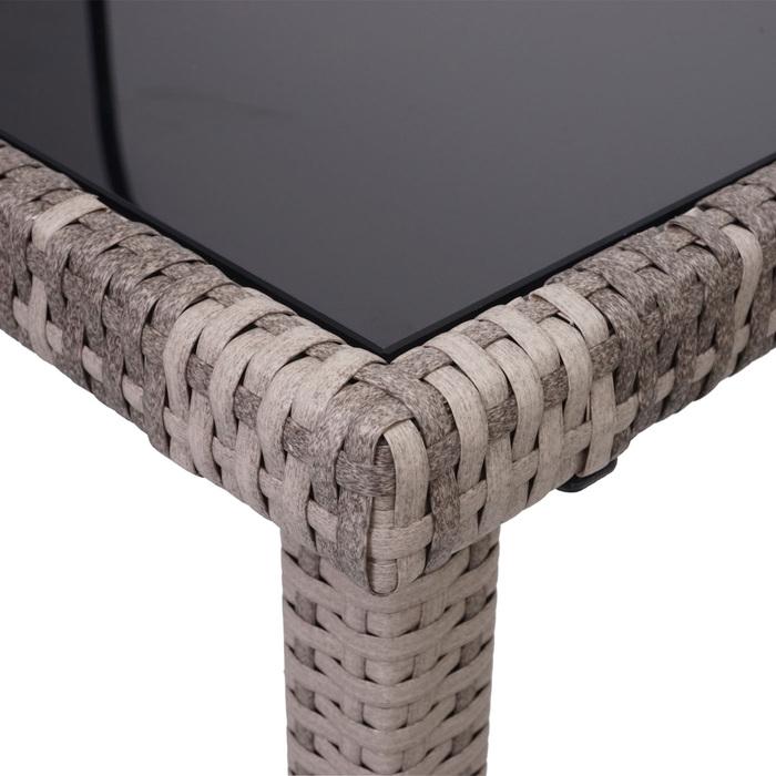 Image du produit Swisshandel24 Poly-Rattan Garniture, Set de balcon/lounge, 4xchaise+table, 120x75cm - gris, coussin gris foncé (120 cm)