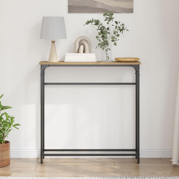 Actual product image VidaXL Artisan oak console table 75x19.5x75 cm made of wood-based material and steel
