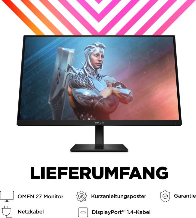 Produktbild HP OMEN/27/27"/IPS/FHD/165Hz/1ms/Black/2R (1920 x 1080 Pixel, 27")