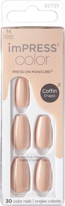 KISS ImPress Color Nail Kit Coffin Latte (Kunstnägel, Latte)