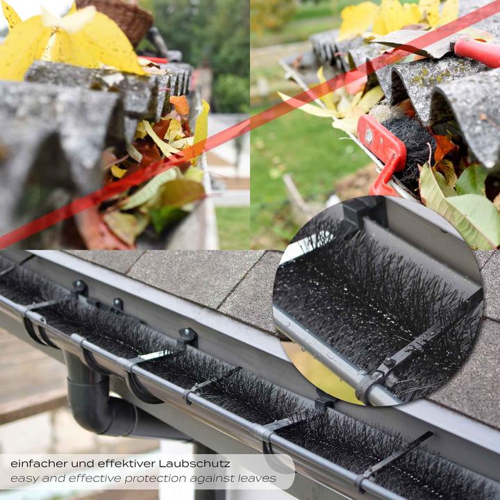 Produktbild Wiltec 12m Dachrinnenbürste 10x120cm Ø8cm Laubschutz Marderschutz Rinnenraupe