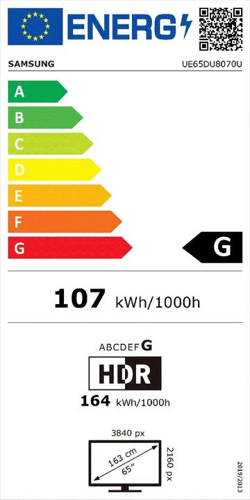 Energie-Label Samsung UE65DU8070UXZT Crystal UHD 4K TV 65 (65", LED, 4K)
