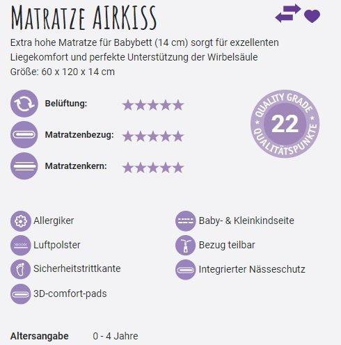 Actual product image Träumeland Baby mattress Airkiss (60 x 120 cm)