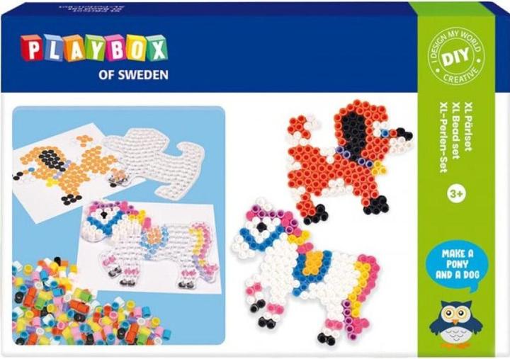 Produktbild Playbox Bügelperlen Pferd und Hund XL Set 600St.