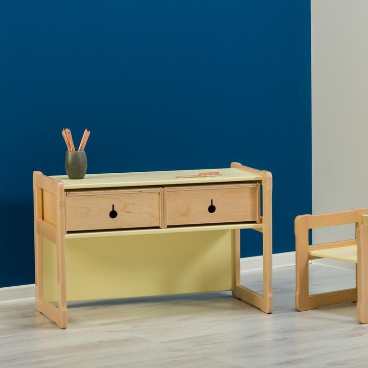 Immagine prodotto Montessori Tavolo multifunzionale con 2 cassetti + 1 sedia - SET - NATUR ® mobili per bambini (Dinette per bambini)