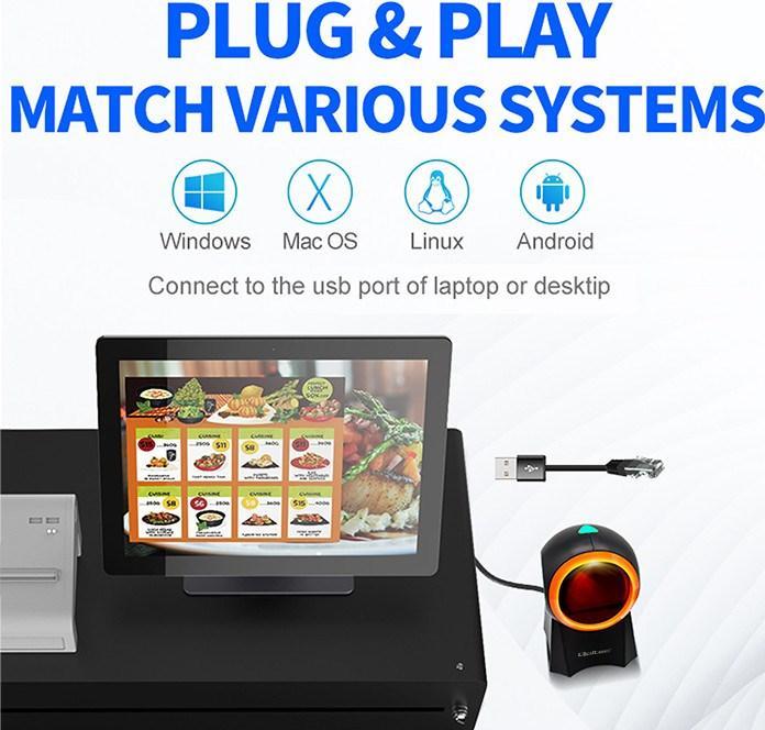 Image du produit Qoltec 50857 Scanner de codes à barres filaire de bureau 1D | 2D (Codes à barres 1D, Codes à barres 2D)