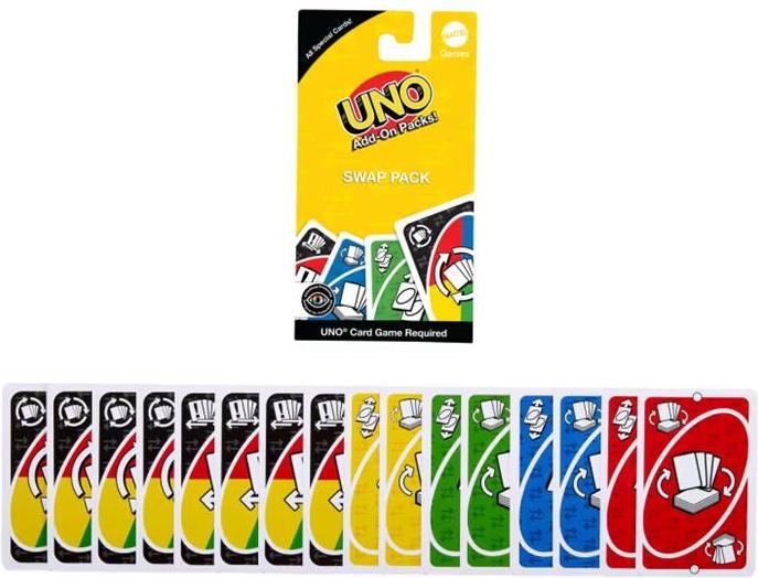 Actual product image Mattel UNO Erweiterungsset Tausch-Set (German, French, Italian, Swiss German, English)