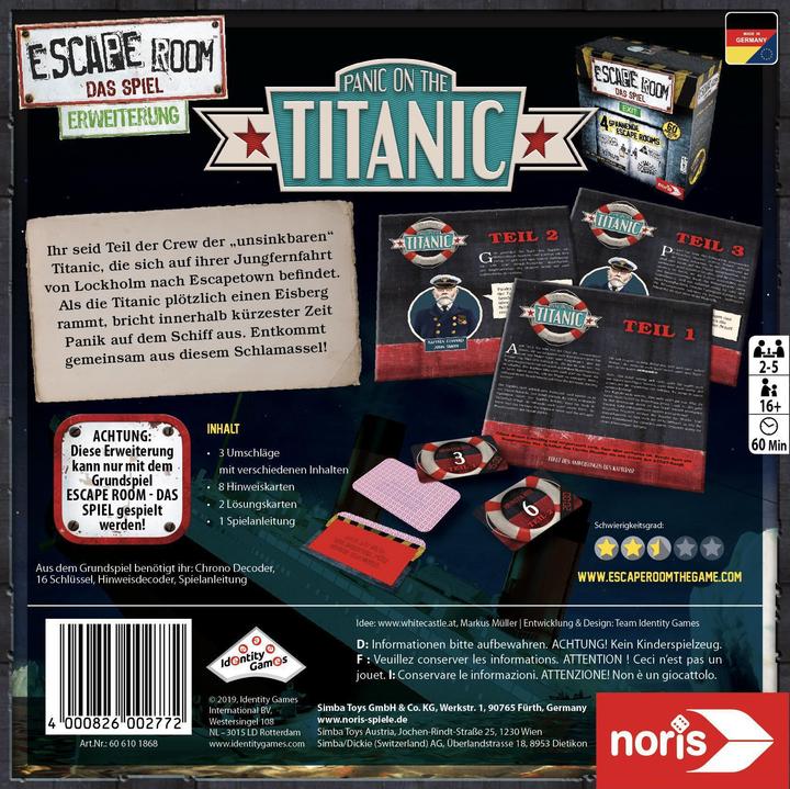 Actual product image Noris Escape Room Panic on the Titanic Extension (German)