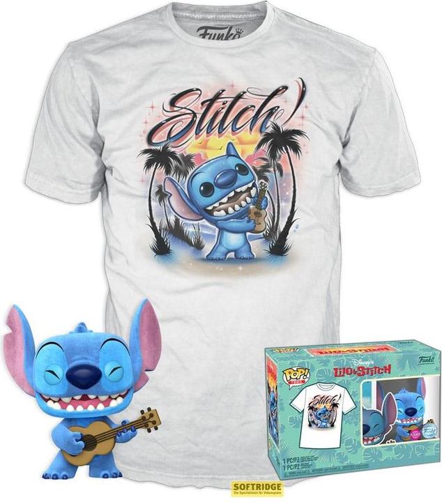 Produktbild Funko DISNEY - POP N° XXX - Ukelele Stitch (FLOCKED) +T-shirt (M)