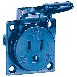 Produktbild Steffen Nass-Einbausteckdose USA/KANADA (15A/125V) ohne Dichtung IP54 bl
