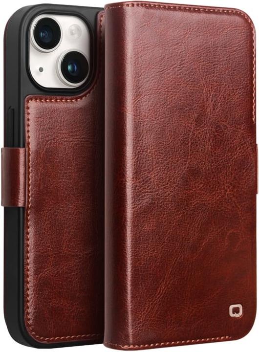 Actual product image QiAlino Cover Flip with Magnetic Closure Dark Brown (Apple iPhone 15 Plus)