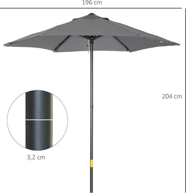 Actual product image Swisshandel24 Sonnenschirm Ø196 cm, Drehbar, Knickfunktion, sechseckig, Dunkelgrau